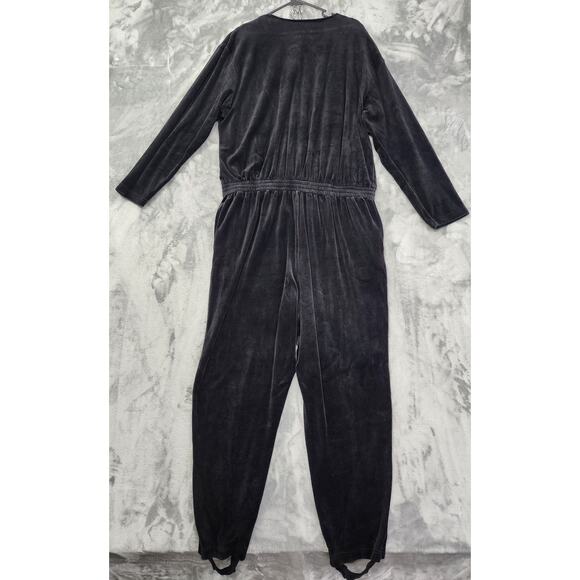 Vintage SK & Company Velvet Velour Sequin Beaded Jumpsuit Size 2X Black Bow - Picture 6 of 13